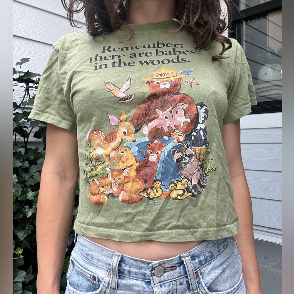 Olive Green Smokey the Bear Graphic Tee